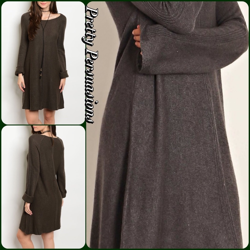 ❤️LAST ONE❤️ Burgundy Long Sleeve Knit Sweater Dress - Picture 4 of 4
